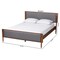 Baxton Studio Powers Mid-Century Modern Grey Fabric and Ash Walnut Finished Wood King Size Platform Bed 236-12780-ZORO - alternate 10